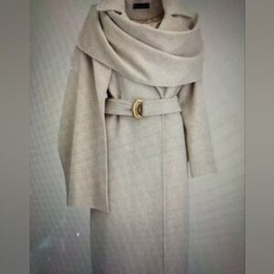 Donna Karan, S/P, BONE HEATHER Wool Coat